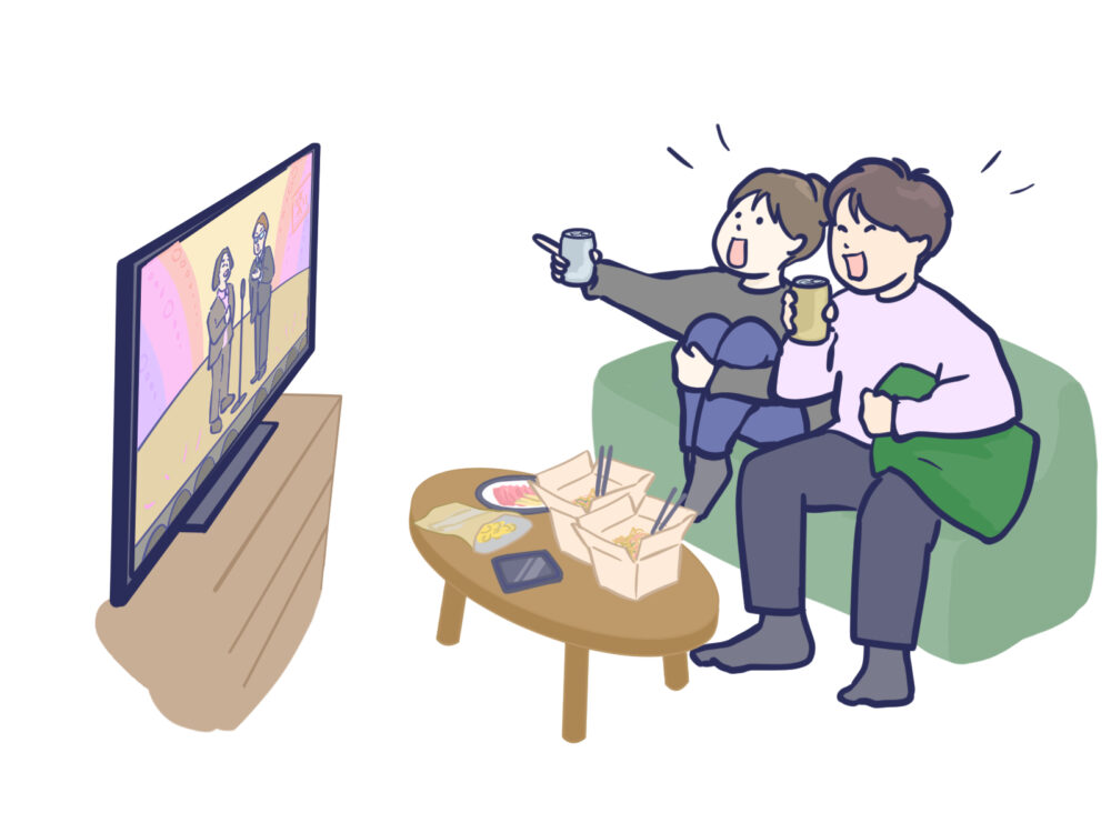 バラエティ番組を観ているイメージイラスト