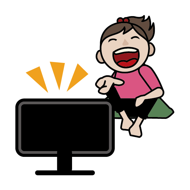 漫才を見て笑っているイラスト